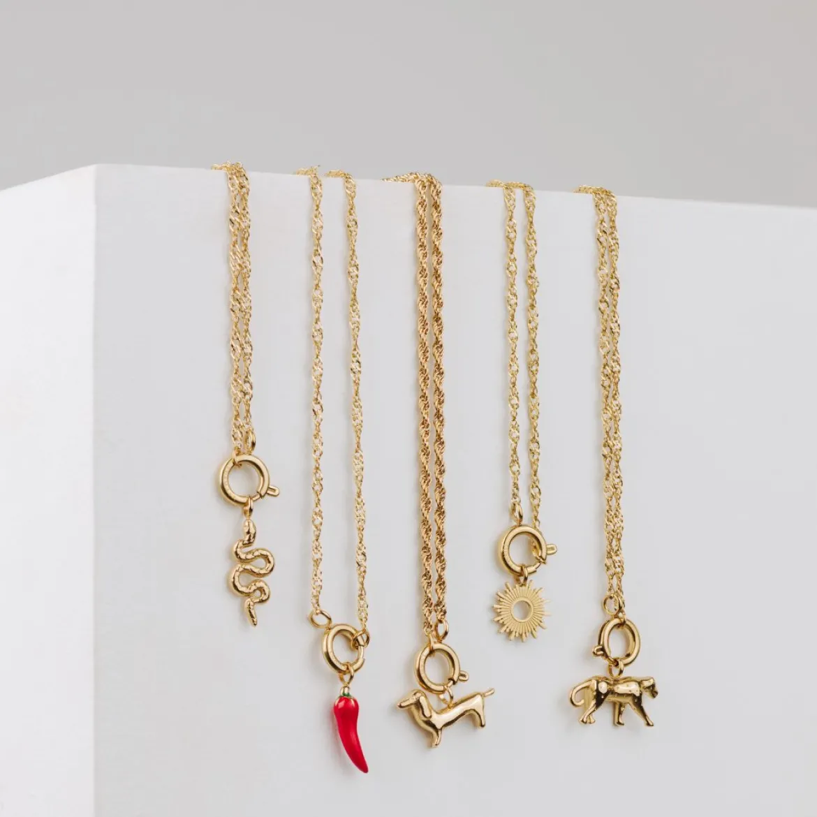 Serpent Singapore Chain Necklace Set Gold