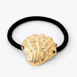 Shell Hair Tie Black - Gold
