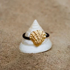 Shell Hair Tie Creme - Gold