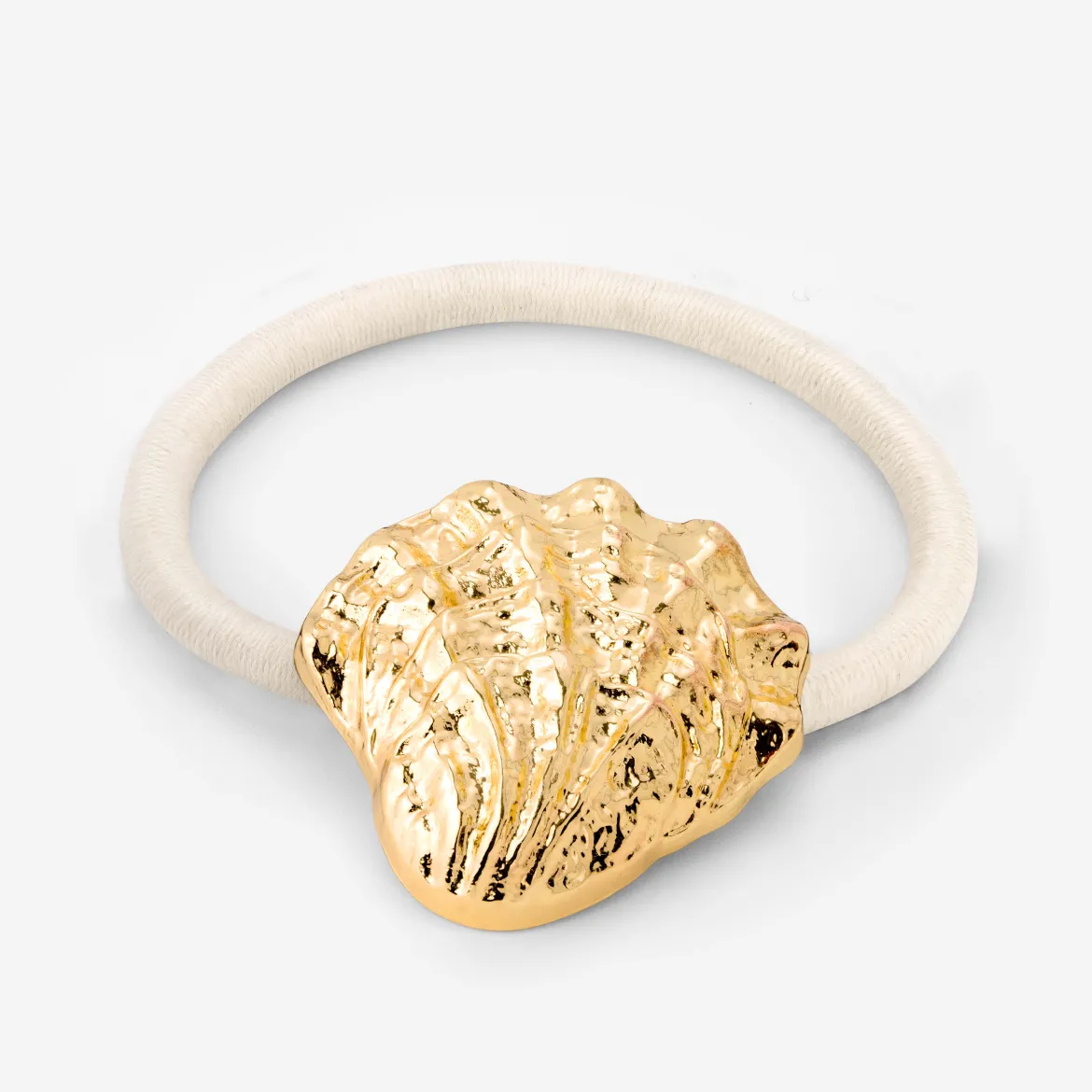 Shell Hair Tie Creme - Gold