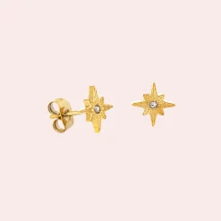 Shiny Anna Stud Earrings Gold