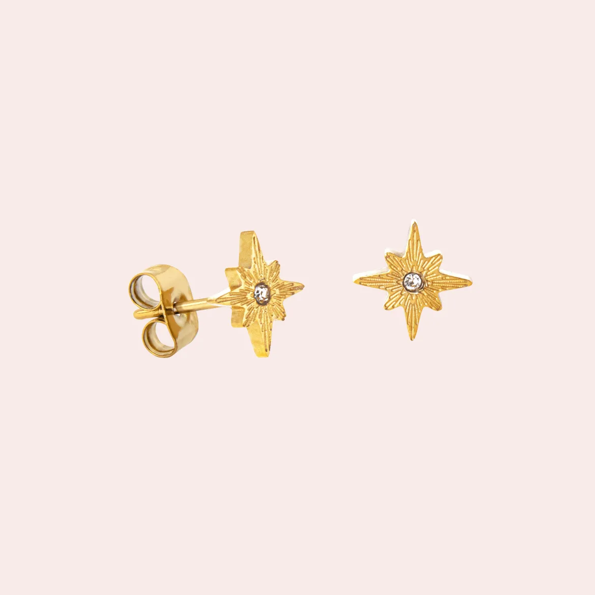 Shiny Anna Stud Earrings Gold