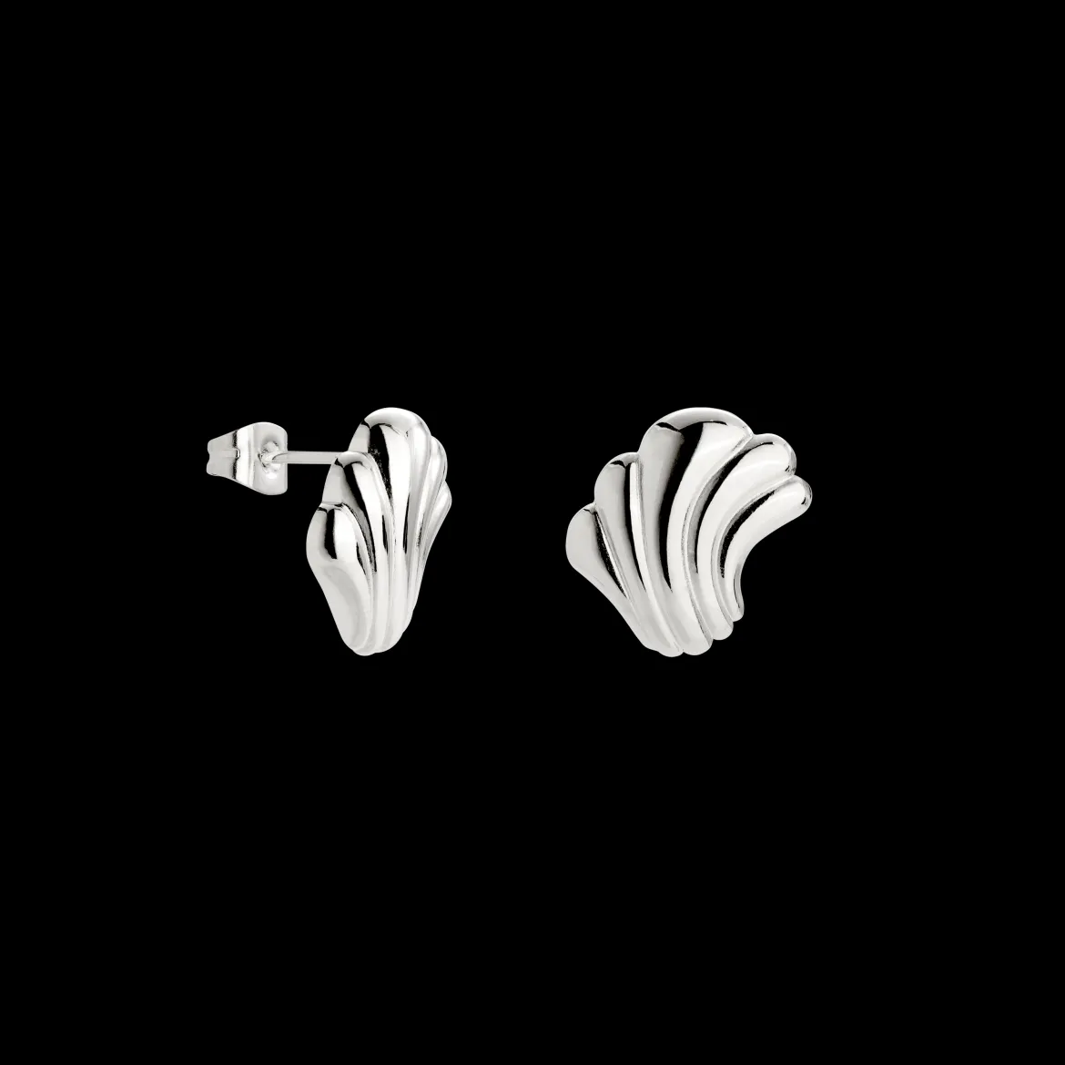 Simple Wave Studs Silber