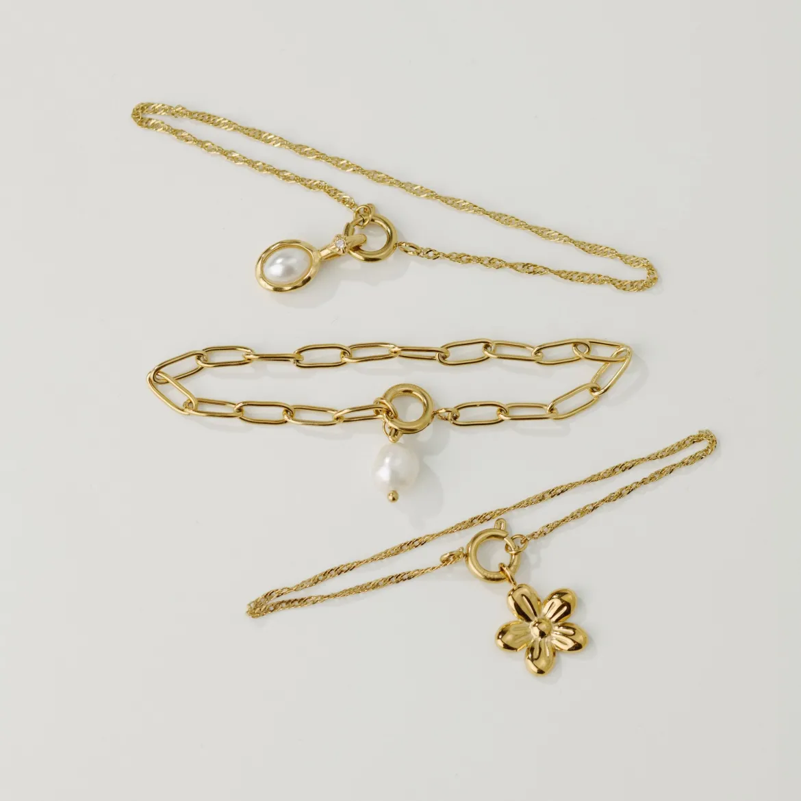 Singapore Chain Charm Bracelet Set