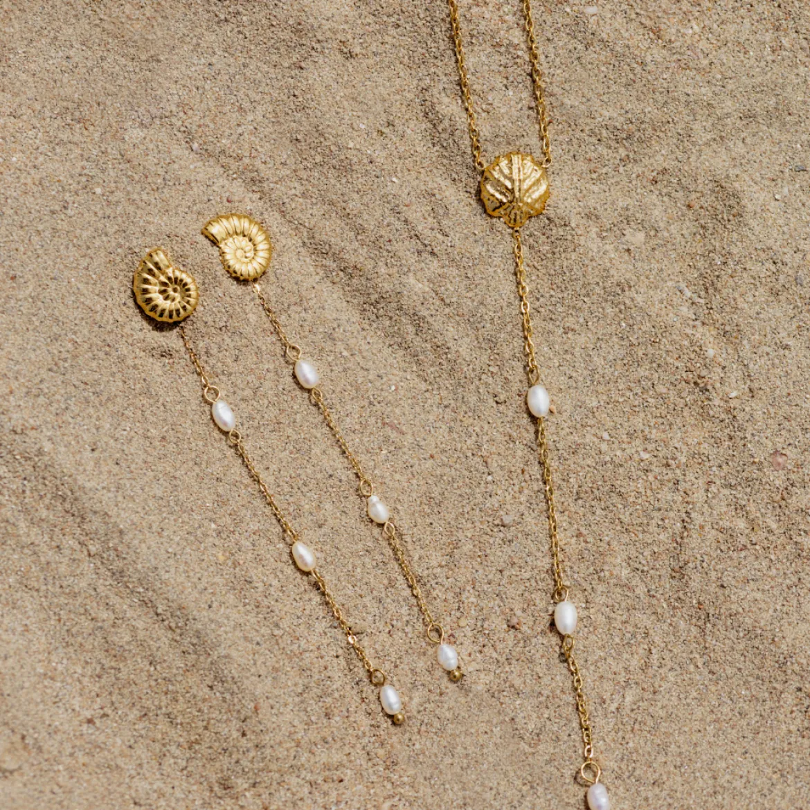 Siren's Spell Pearl Drop Earrings Gold