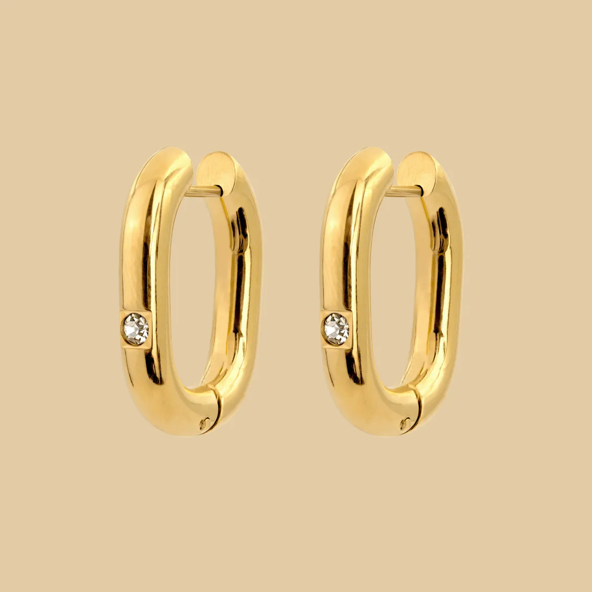 Sparkle Oval Hoops Medium Gold