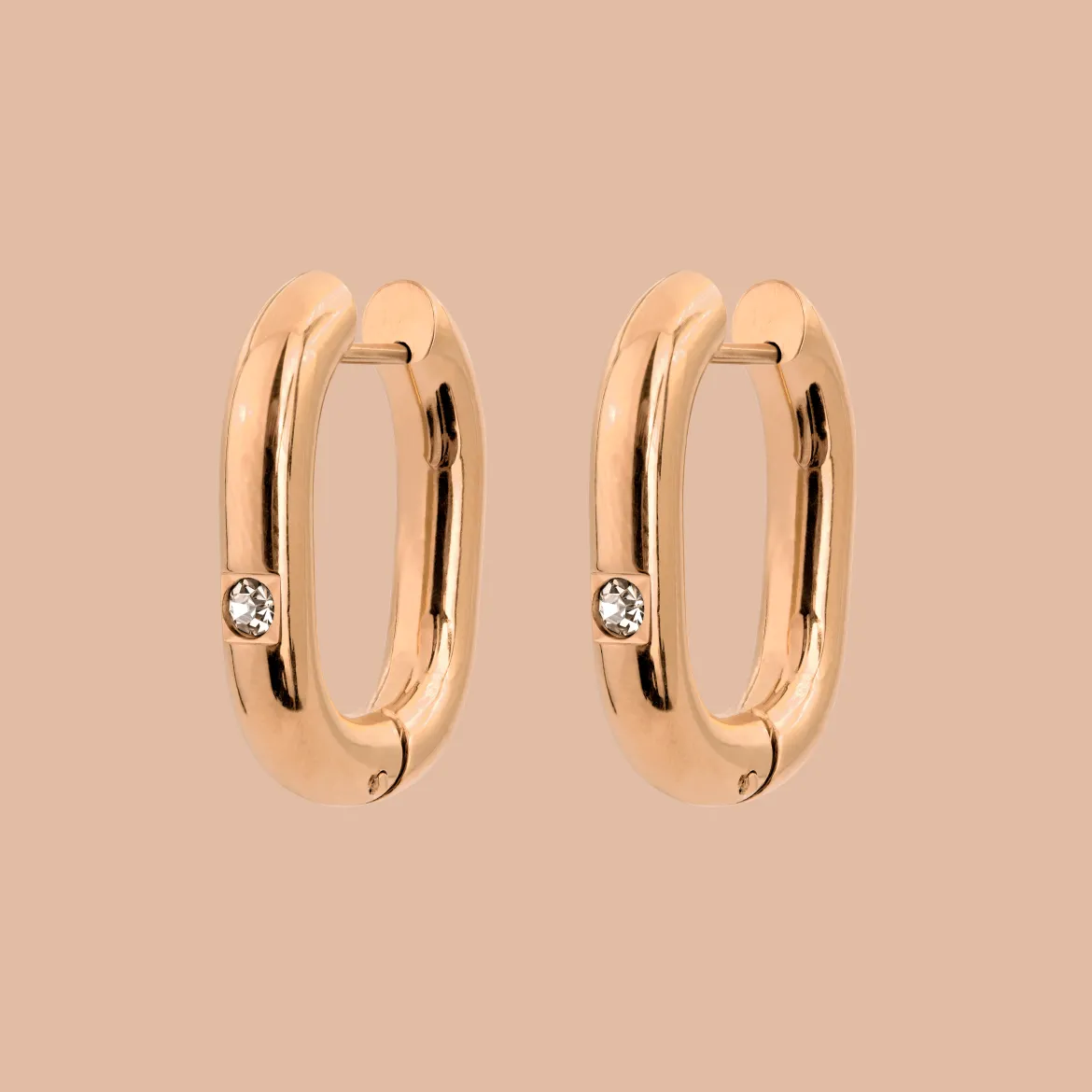 Sparkle Oval Hoops Medium Roségold