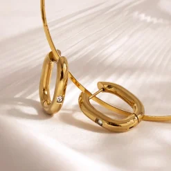 Sparkle Oval Hoops Medium Roségold