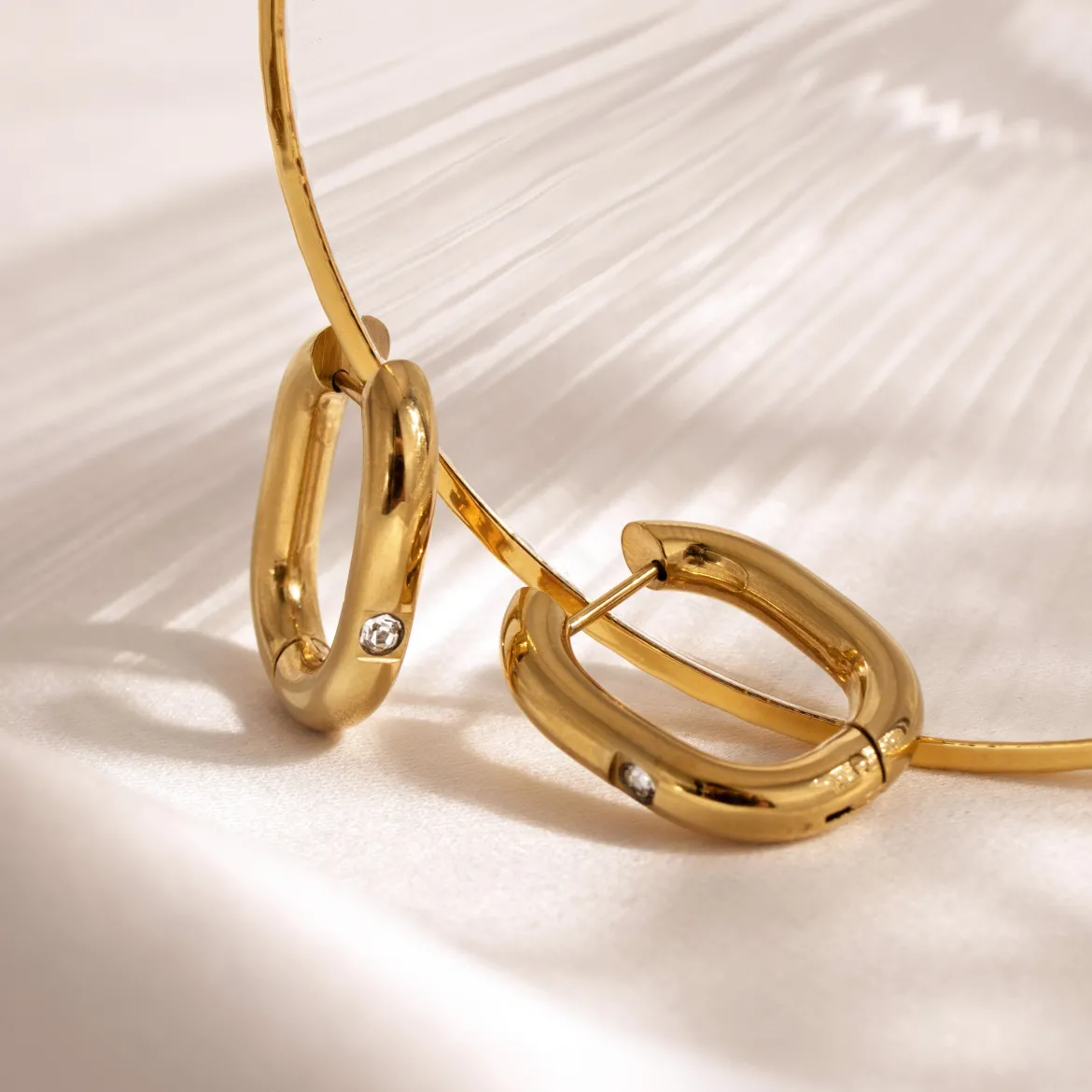 Sparkle Oval Hoops Medium Roségold