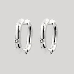 Sparkle Oval Hoops Medium Silber