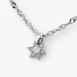 Sparkling Blue Petal Necklace Silber