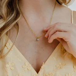 Sparkling Blue Petal Necklace Gold
