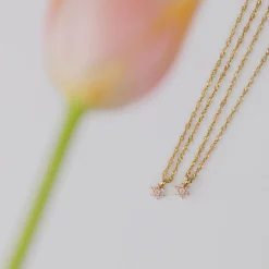 Sparkling Pink Petal Necklace Roségold
