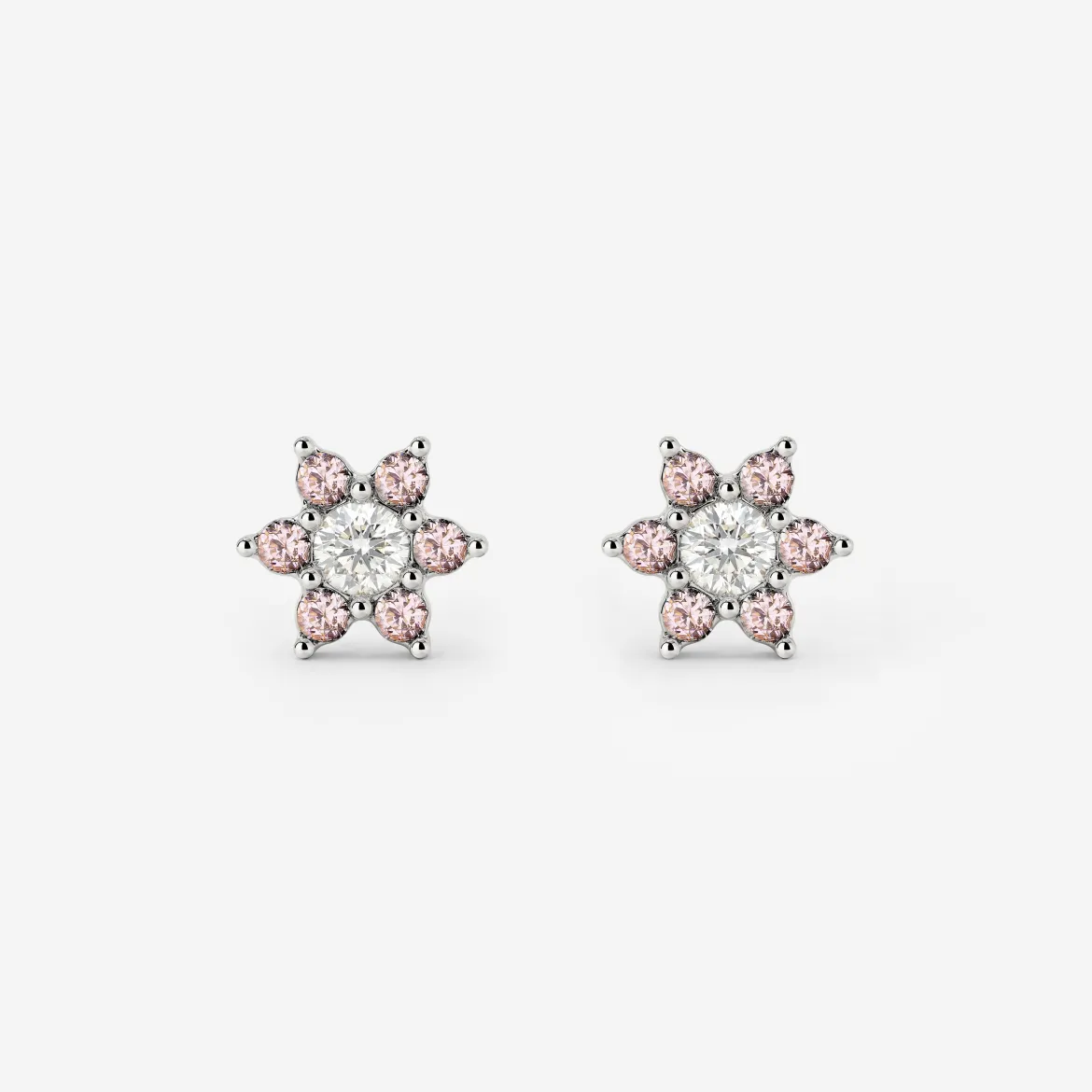 Sparkling Pink Petal Studs Silber