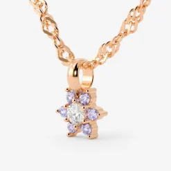 Sparkling Purple Petal Necklace Roségold