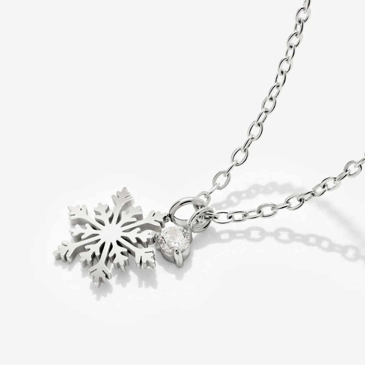 Sparkling Snowflake Necklace Silber