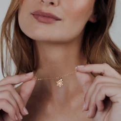 Sparkling Snowflake Necklace Roségold