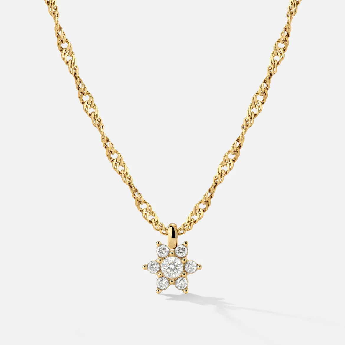 Sparkling White Petal Necklace Gold
