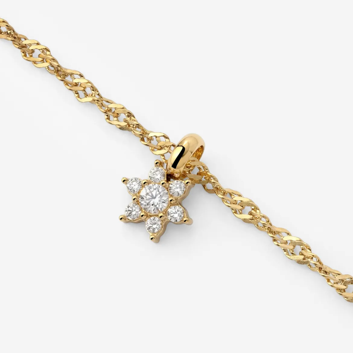 Sparkling White Petal Necklace Gold