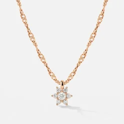 Sparkling White Petal Necklace Roségold
