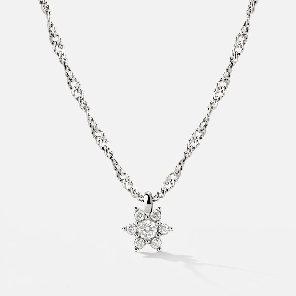 Sparkling White Petal Necklace Silber