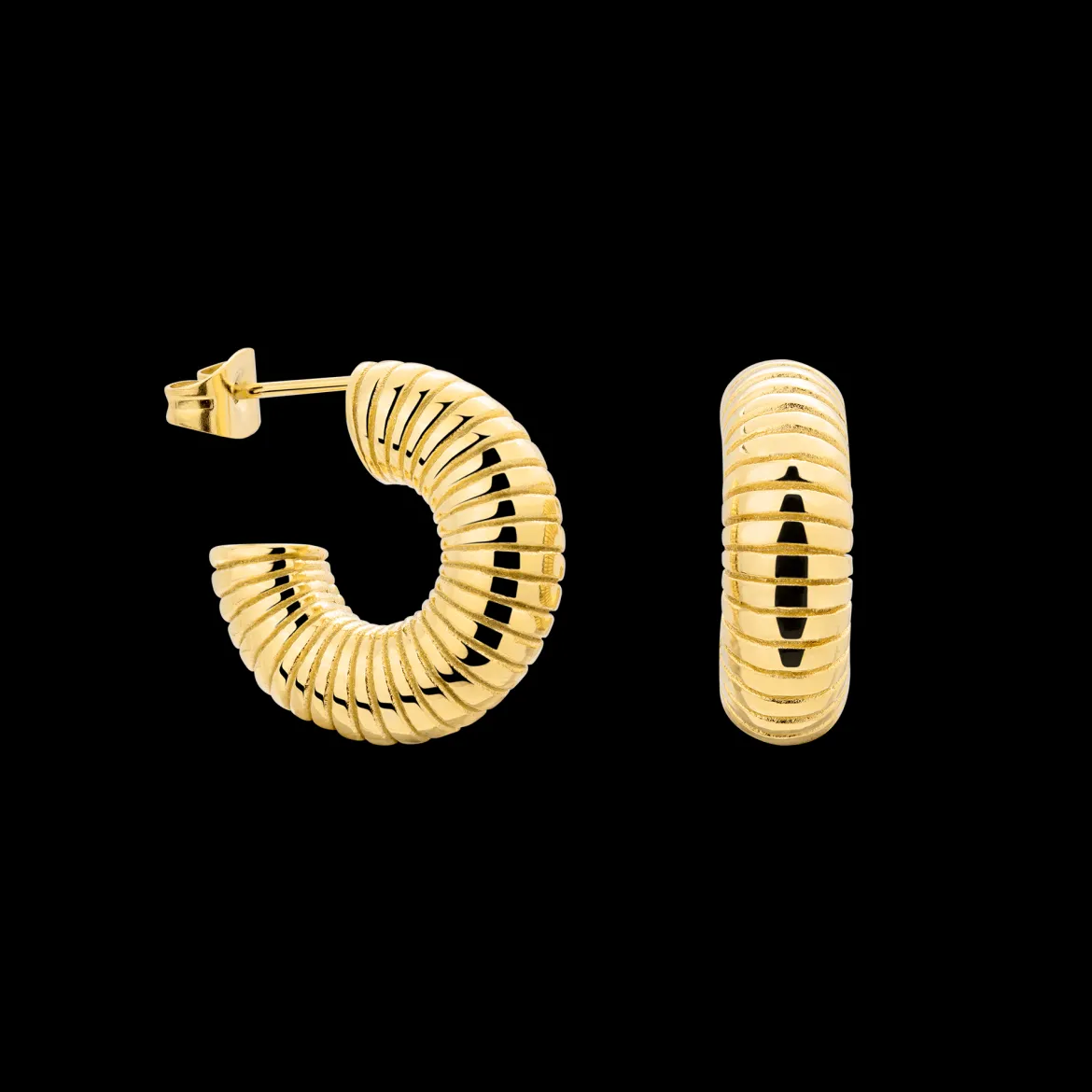 Spiral of Love Hoop Studs Small Gold