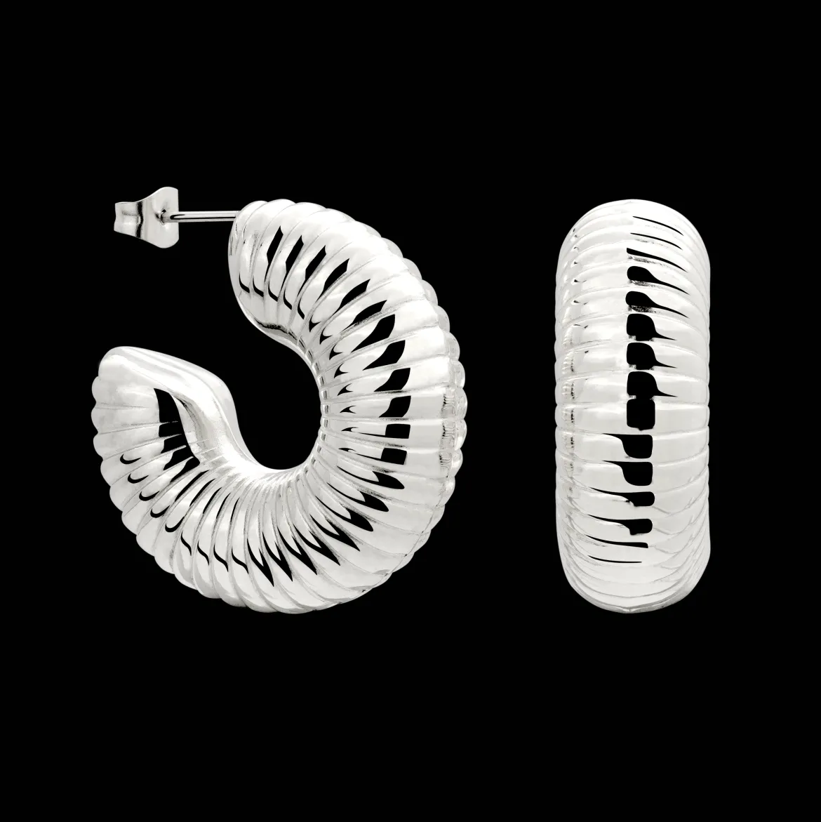Spiral of Love Hoop Studs Large Silber
