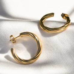Squeeze it Medium Hoop Studs Roségold