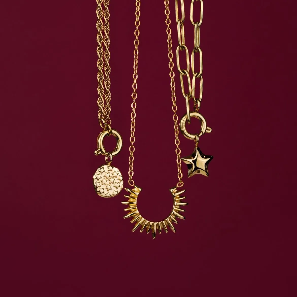 Starry Skies Rope Chain Necklace Set Silber