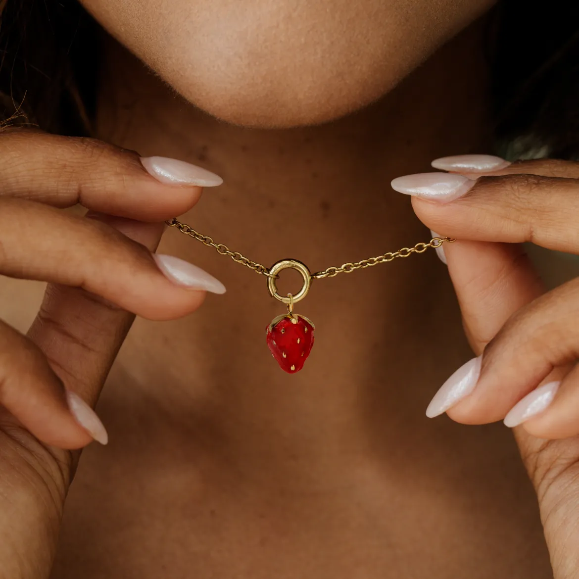 Strawberry Classic Chain Necklace Set Gold