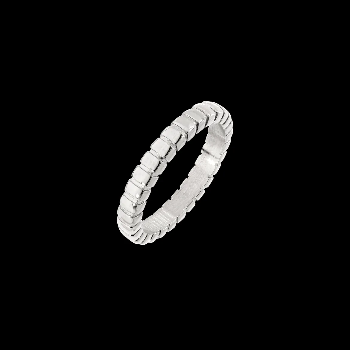 Striped Ring Thin Silber