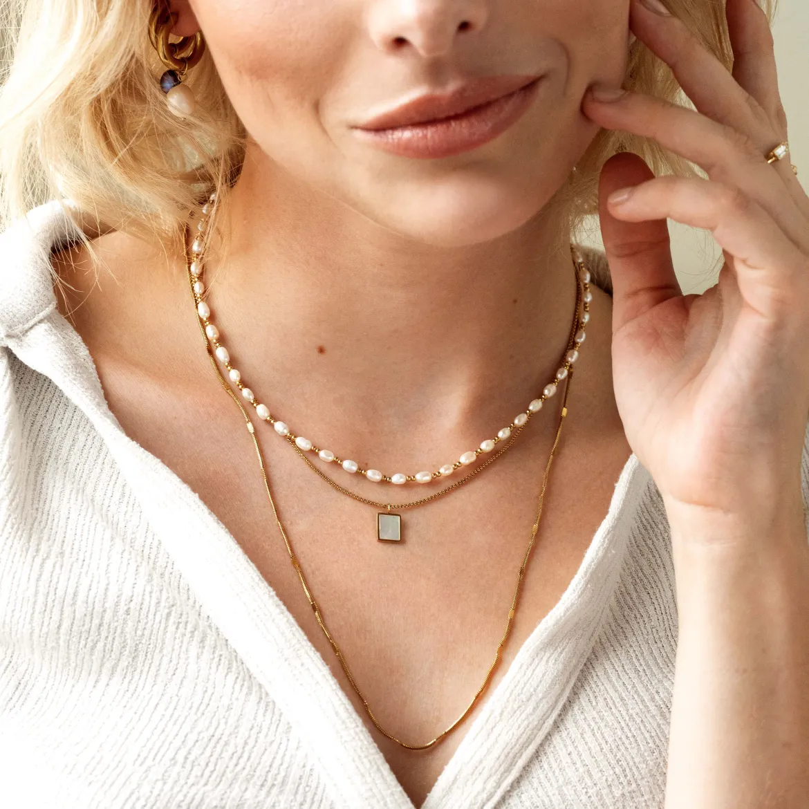 Summertime Pearl Necklace Roségold
