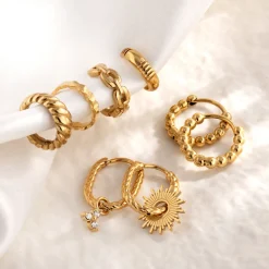 Sun Ray Oval Hoops Small Silber