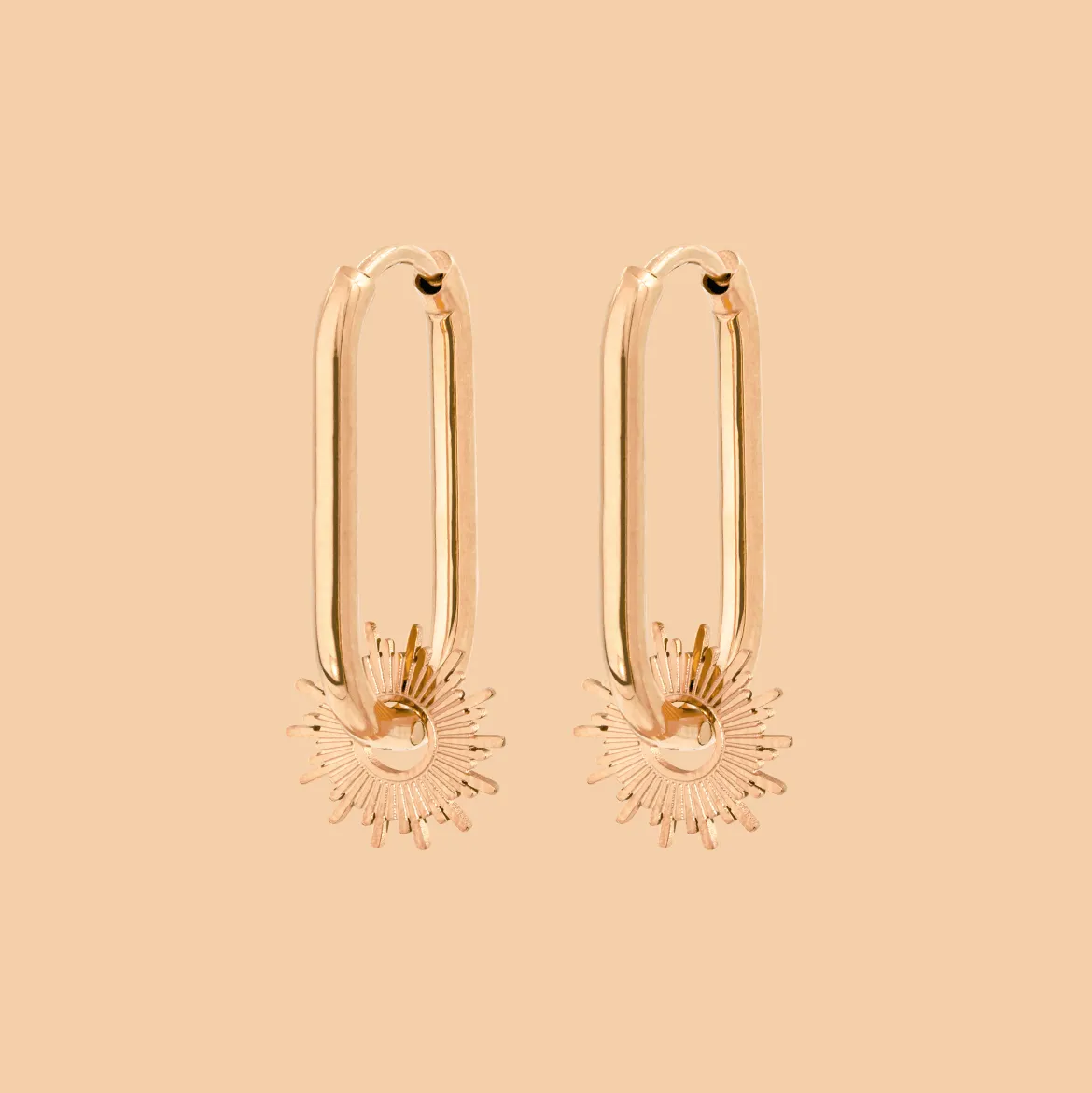Sun Ray Oval Hoops Small Roségold