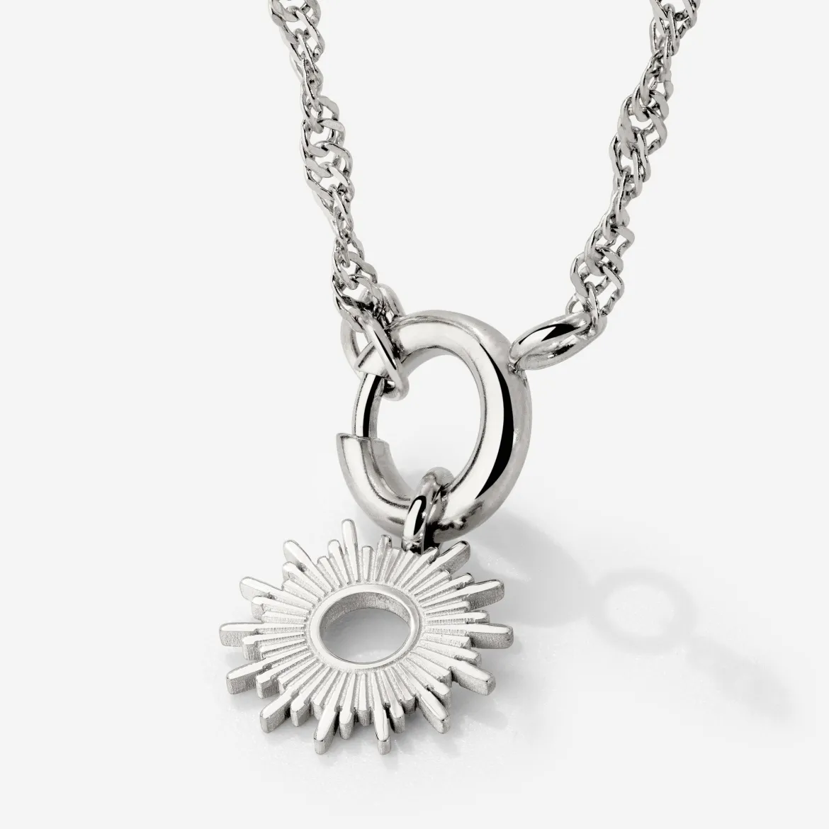 Sun Ray Singapore Chain Necklace Set Silber