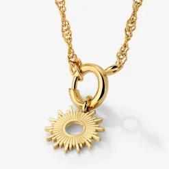 Sun Ray Singapore Chain Necklace Set Gold