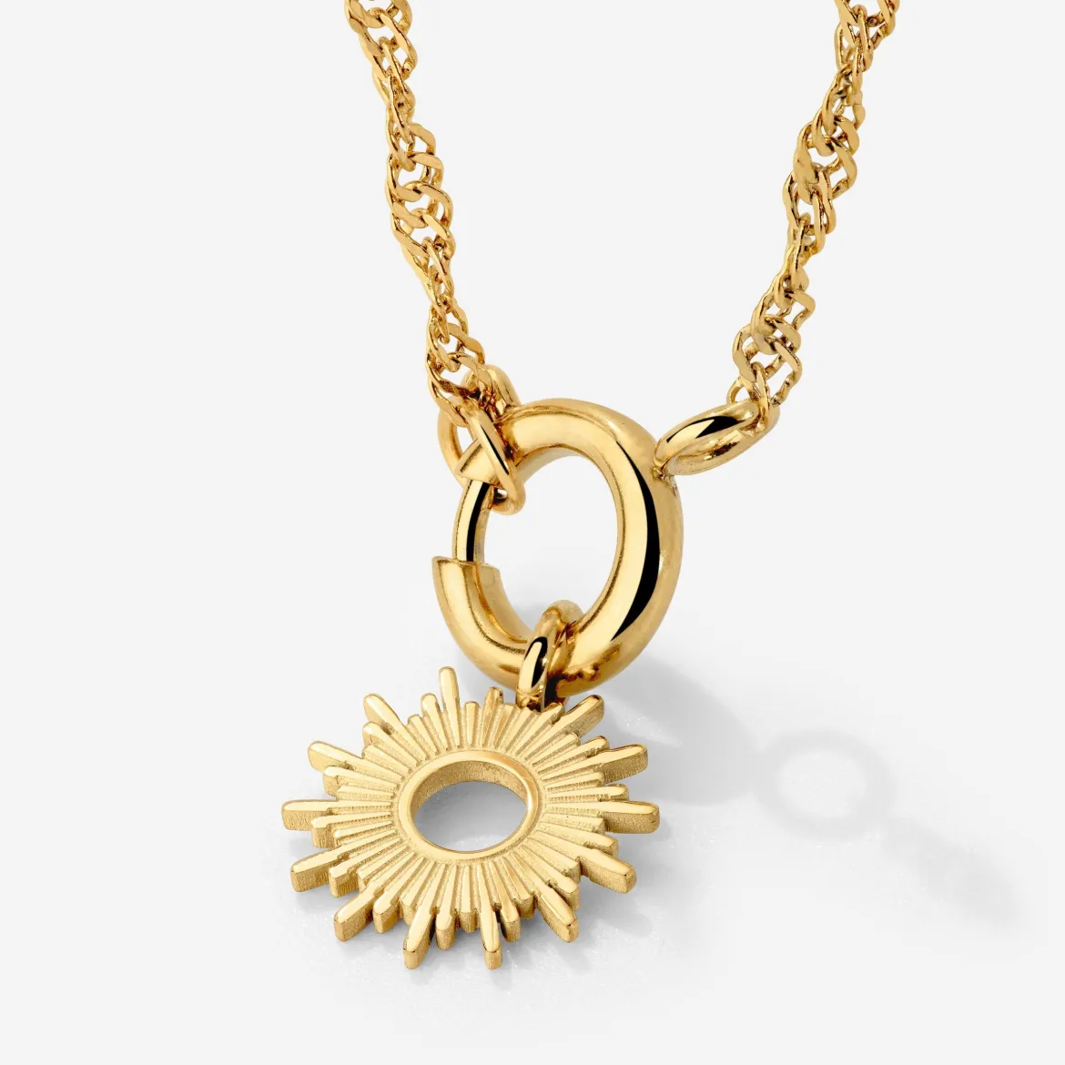 Sun Ray Singapore Chain Necklace Set Gold