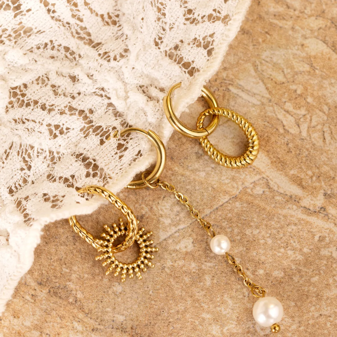 Sunny Oval Twisted Hoop Set Baby Roségold