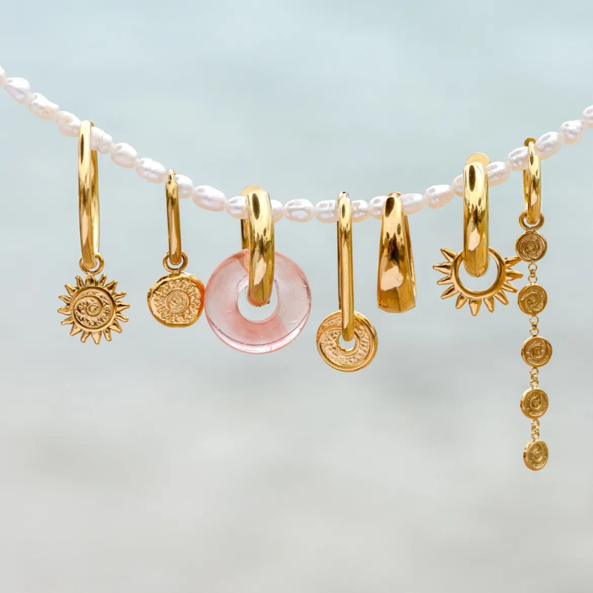 Sunny Swirl Hoop Set Large Gold