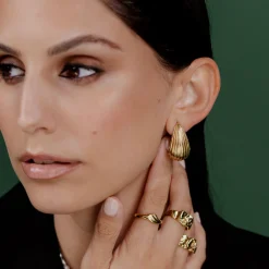 Textured Droplet Studs Large Gold