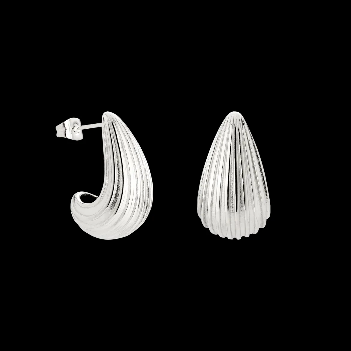 Textured Droplet Studs Small Silber