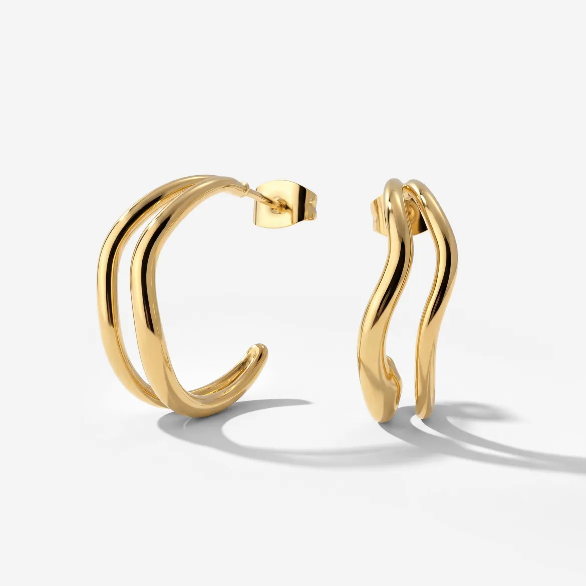 Tides Hoop Studs Gold