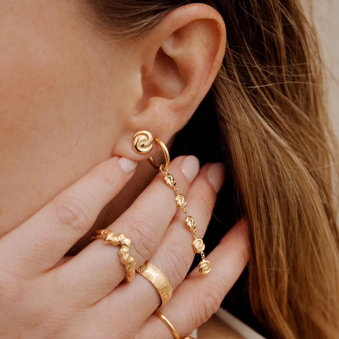 Tides of Time Studs Gold