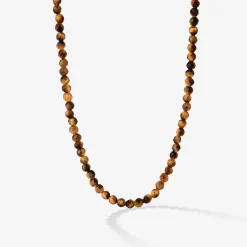 Tiger's Eye Bead Necklace Gold