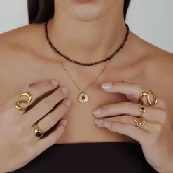Tiger's Eye Bead Necklace Gold