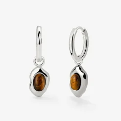 Tiger's Eye Hoop Set Small Silber