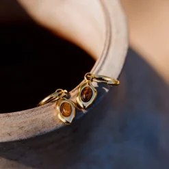 Tiger's Eye Hoop Set Small Silber
