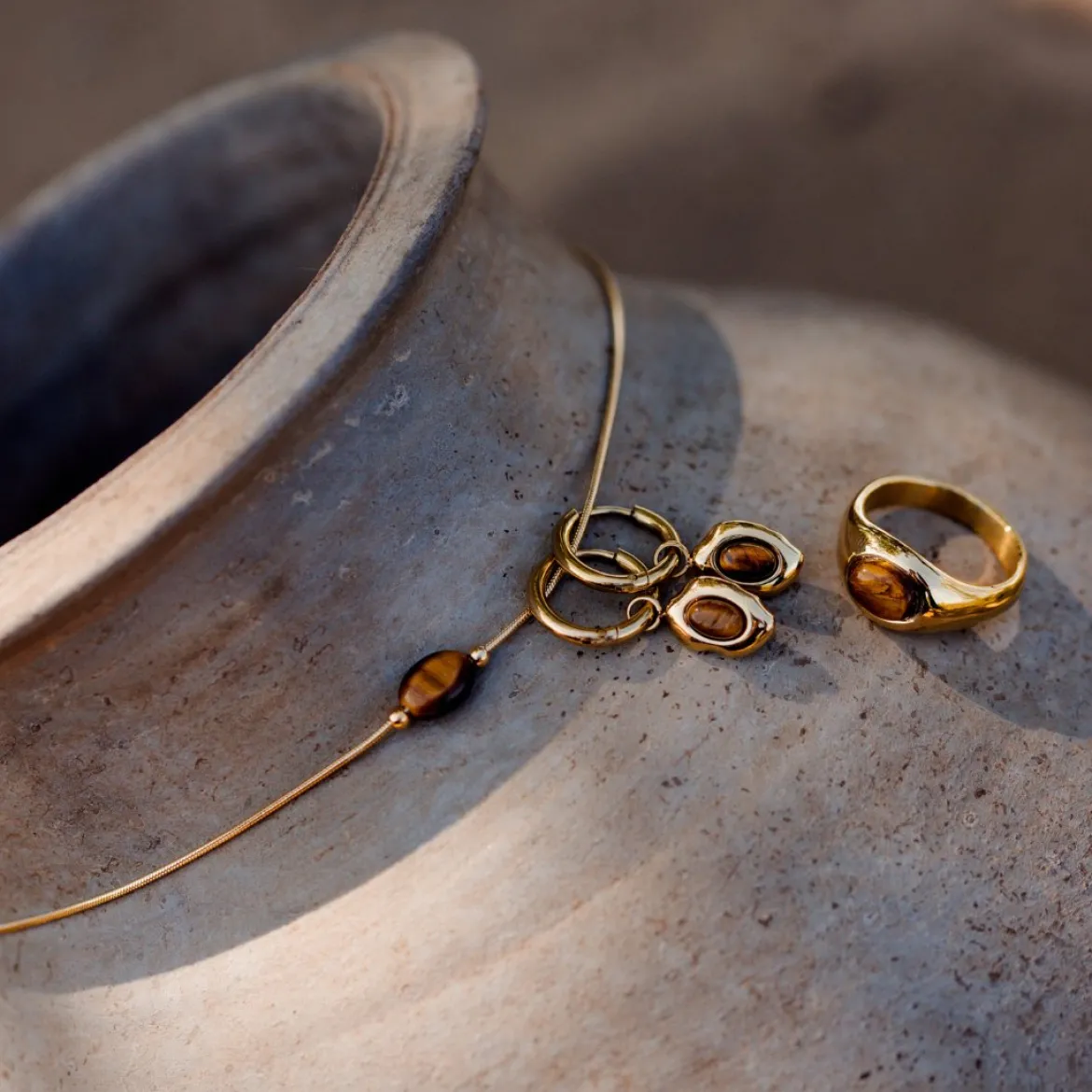 Tiger's Eye Hoop Set Small Roségold