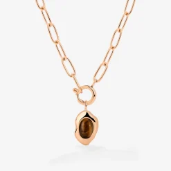 Tiger's Eye Oval Links Necklace Set Roségold
