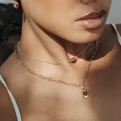 Tiger's Eye Oval Links Necklace Set Roségold